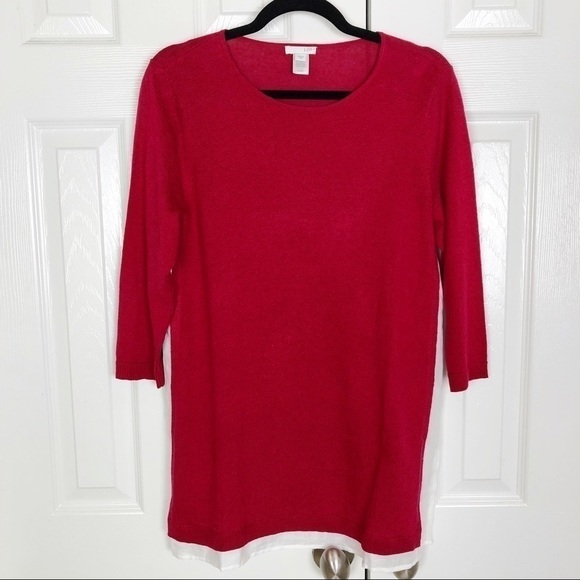 New J. Jill Linen Side Panel 3/4 Sleeve Sweater - Picture 1 of 8